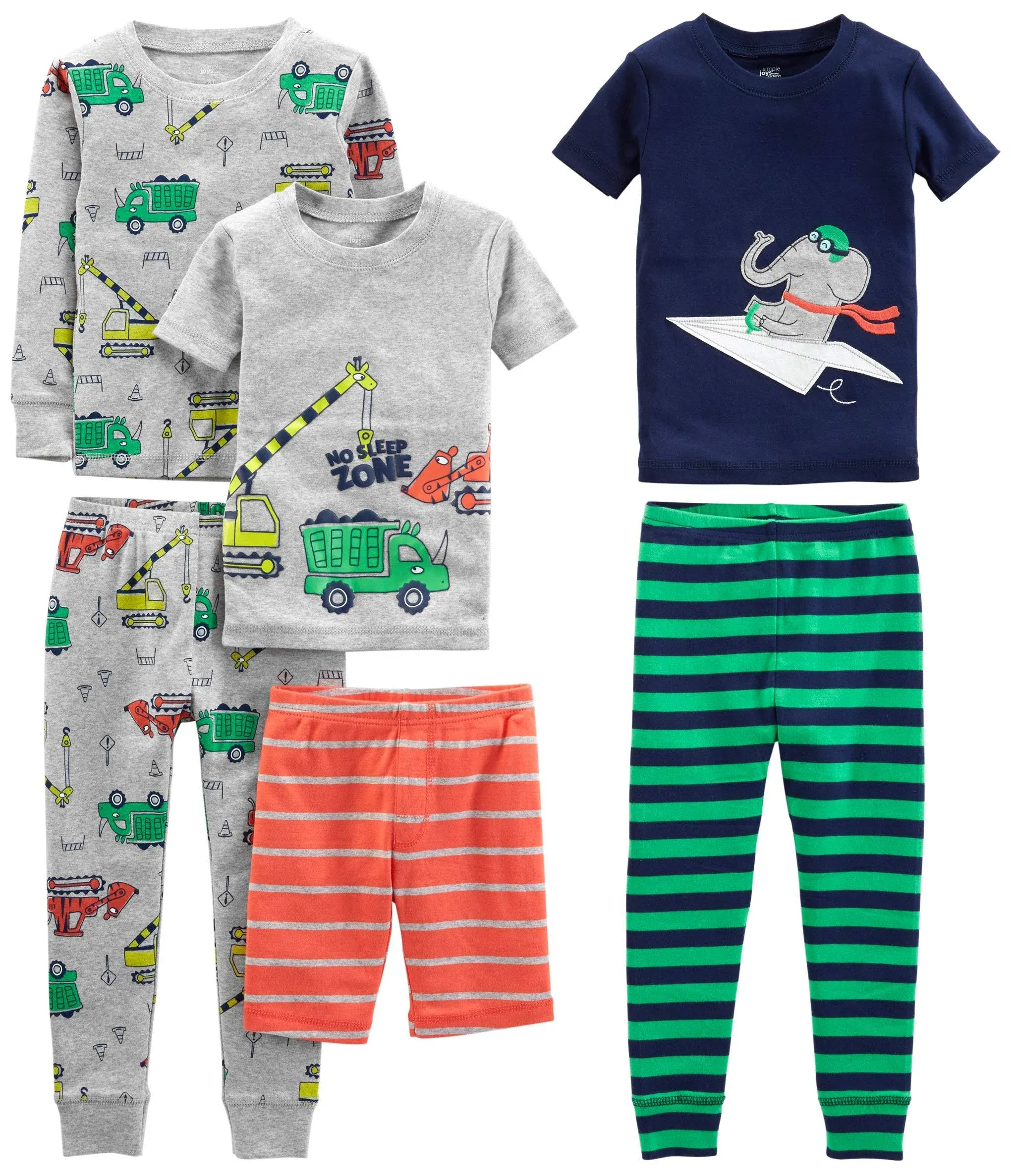 Simple Joys by Carter's Boys' 6-Piece Snug Fit Cotton Pajama Set