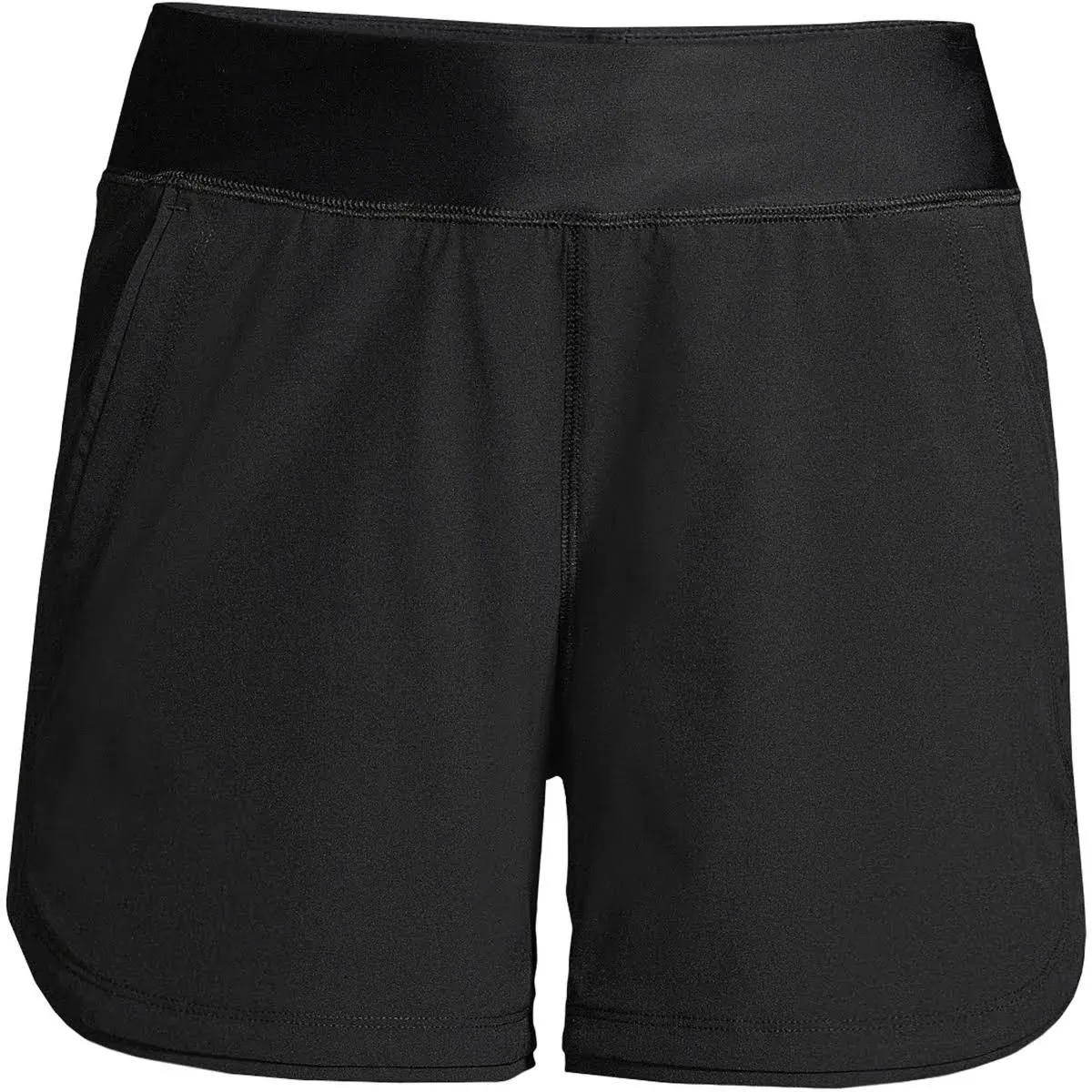 Women's Curvy Fit 5" Quick Dry Board Shorts Swim Shorts with Panty - Lands' End - Black - 16