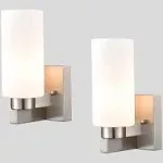 Modern Wall Sconces Set of Two Brushed Nickel Bathroom Vanity Light