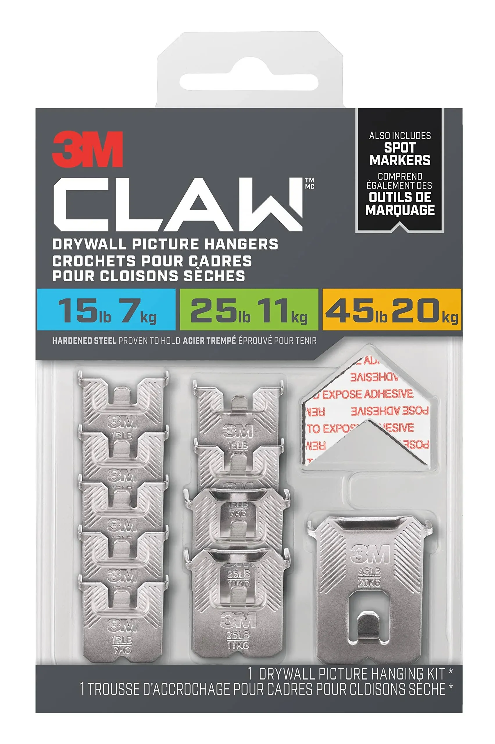 CLAW Drywall Picture Hanger with Spot Markers - Variety Pack