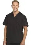 Custom Dickies Men's Dynamix V-Neck Scrub Top Black 5XL