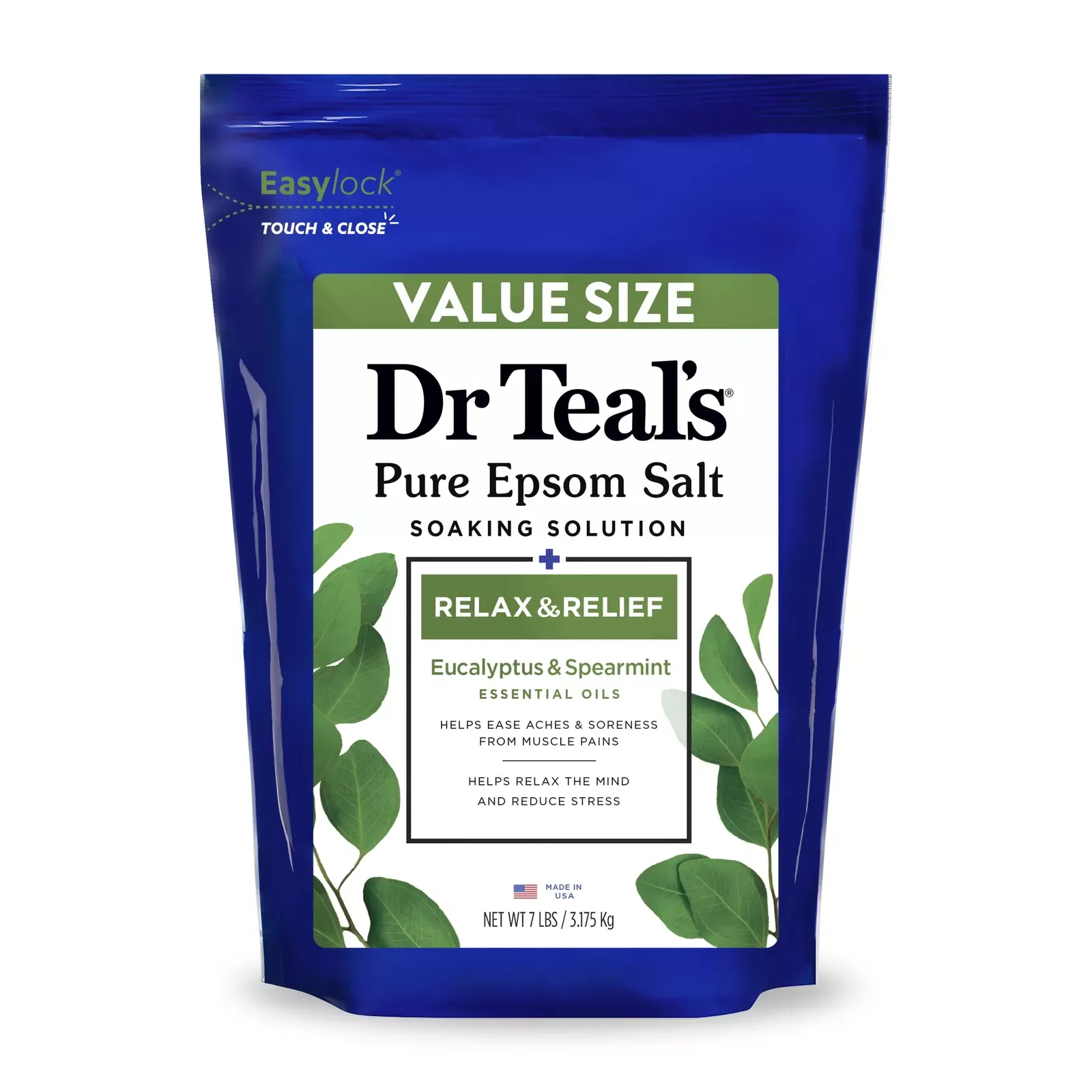 Dr. Teal's Relax Epsom Salt Eucalyptus Spearmint Soaking Solution, 3 lbs.