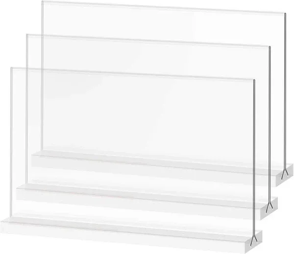 8.5x11 Acrylic Sign Holder 3 Pack Vertical Double-Sided Display stands for picture frame,photo display,menu display