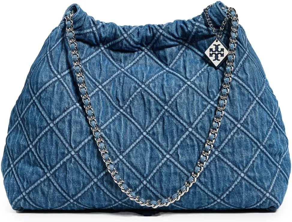 Tory Burch Fleming Soft Denim Drawstring Hobo