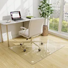 36" x 46" Chair Mat for Carpet - Office Chair Mat - Tempered Glass Floor Mat for Home/Office/Carpet Clear Computer Floor Mat - with 4 Anti-Slip Pads