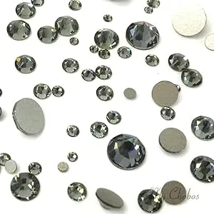 Black Diamond (215) 144 Pcs Swarovski 2058/2088 Crystal Flatbacks Rhinestones Nail Art Mixed with Sizes Ss5, Ss7, Ss9, SS12, SS16, SS20, SS30