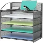 GDINDINFAN 5-Tier Letter Tray Paper Organizer with Handle Mesh Desk File Orga...