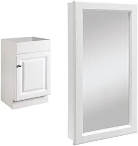 Design House Wyndham Assembled Framed 1-Door Surface-Mount Bathroom Medicine Cabinet and Wyndham Unassembled 1-Door Bathroom Vanity Without Top