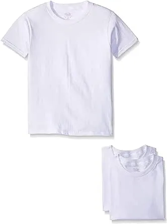 Fruit of the Loom Boys' Cotton White T Shirt, Medium (10-Pack), White Ice (10 Pack)