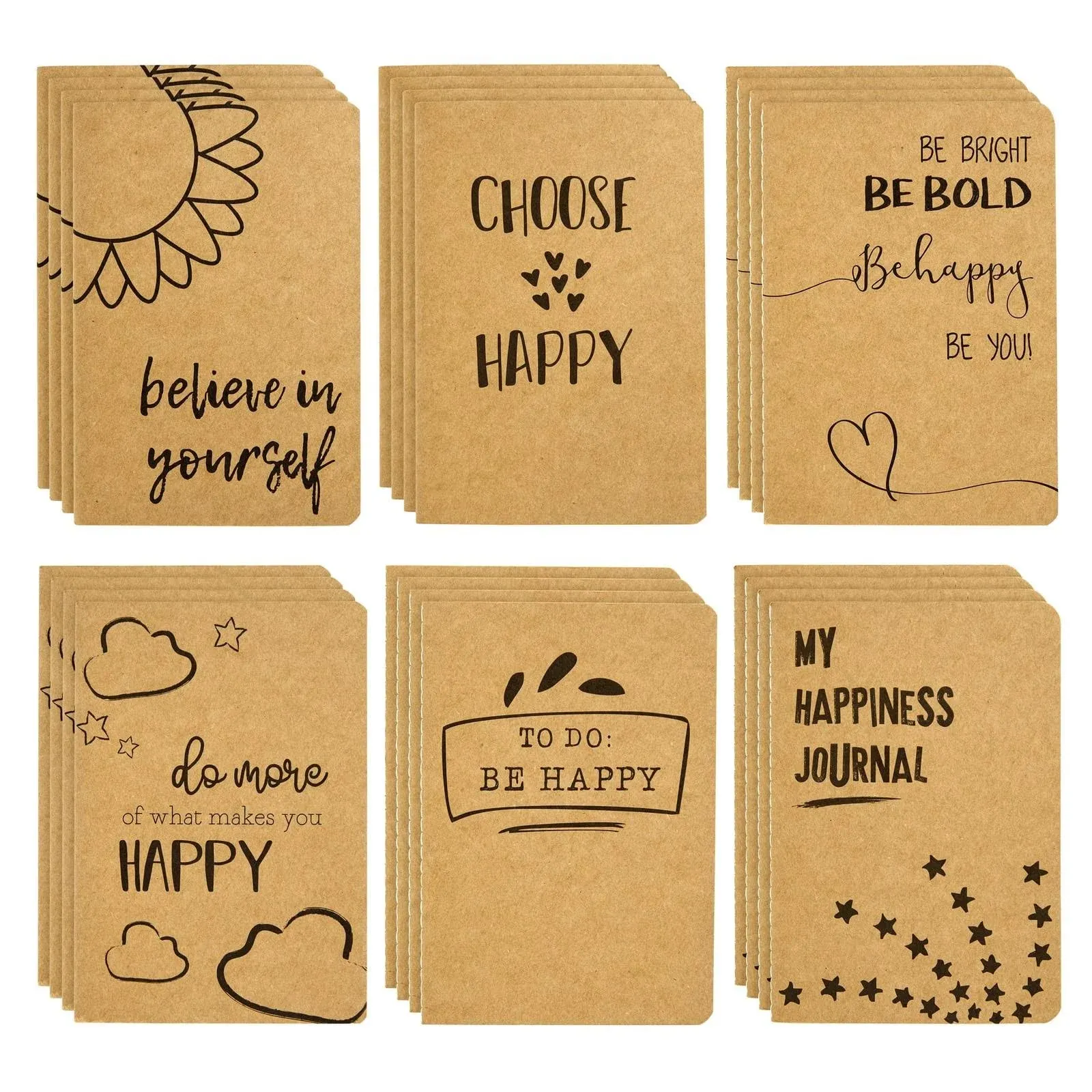 24-Pack Happiness-Themed Journals