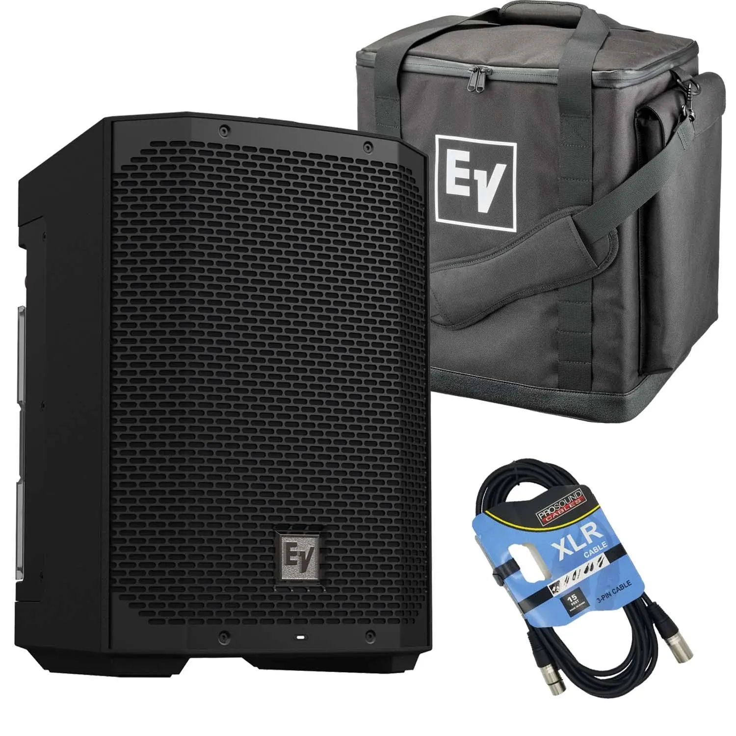 Electro-Voice Everse 8 Battery Speaker, Electro-Voice Padded Tote, XLR Cable Bundle