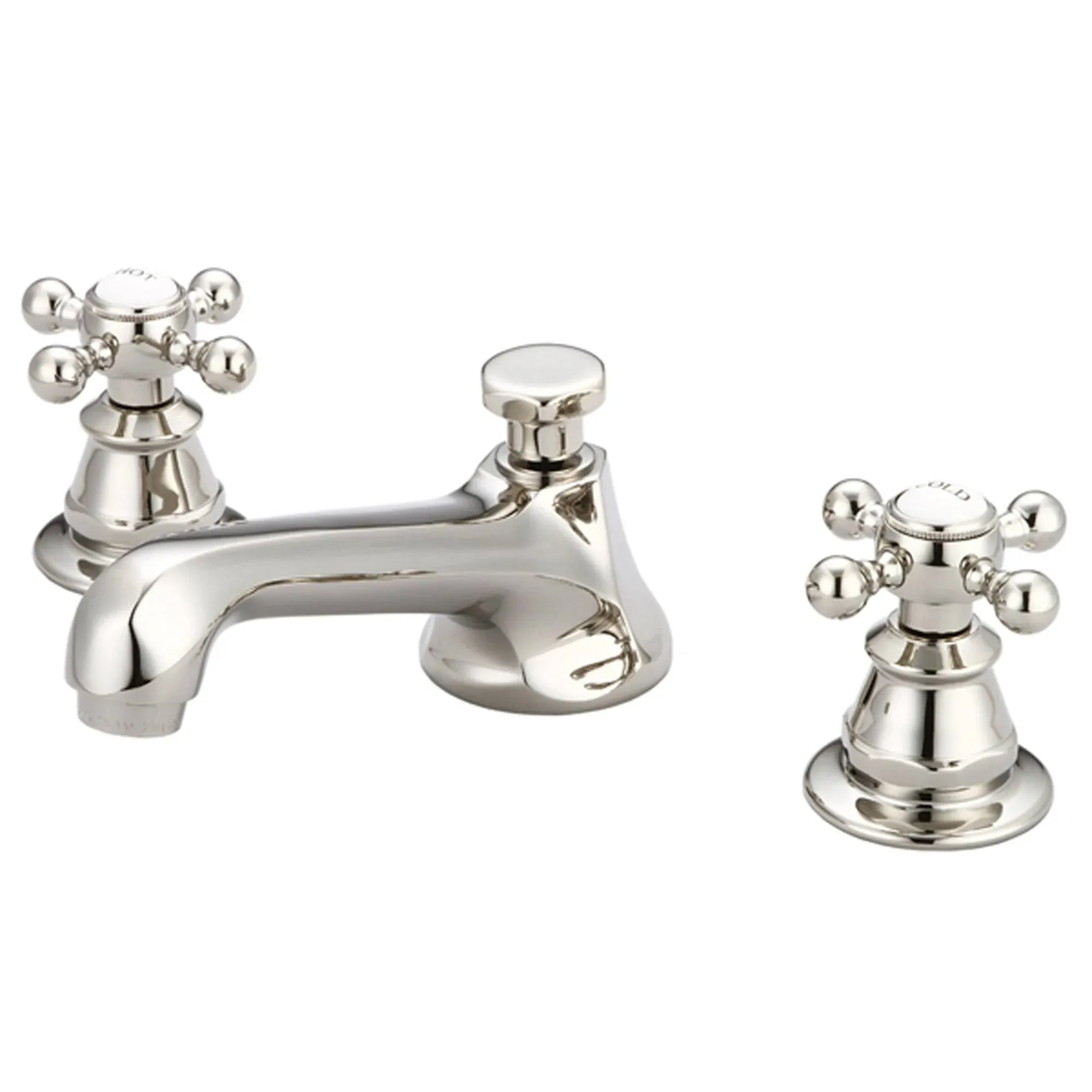 Water Creation 8 in. Widespread 2-Handle Century Classic Bathroom Faucet in Polished Nickel PVD with Pop-Up Drain F2-0009-05-BX