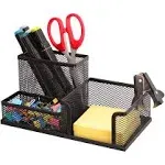 Desk Organizers Mesh Pencil Holder，<wbr/>3 Compartments Black Mesh Pen Holder S