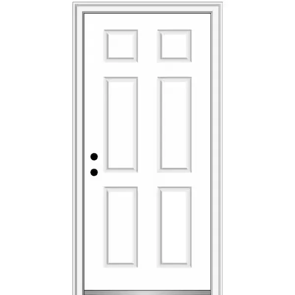 National Door Company ZZ09662R Steel, Brilliant White, Right Hand in-Swing, Prehung Front Door, 6-Panel, 36" x 96"