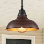 Jasper 12.25" Farmhouse Industrial Indoor/Outdoor Iron LED Pendant