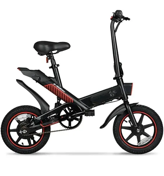 Hyper - Foldable Compact Electric Bike w/ 15 mile Max Operating Range & 15.5 MPH Max Speed - Black