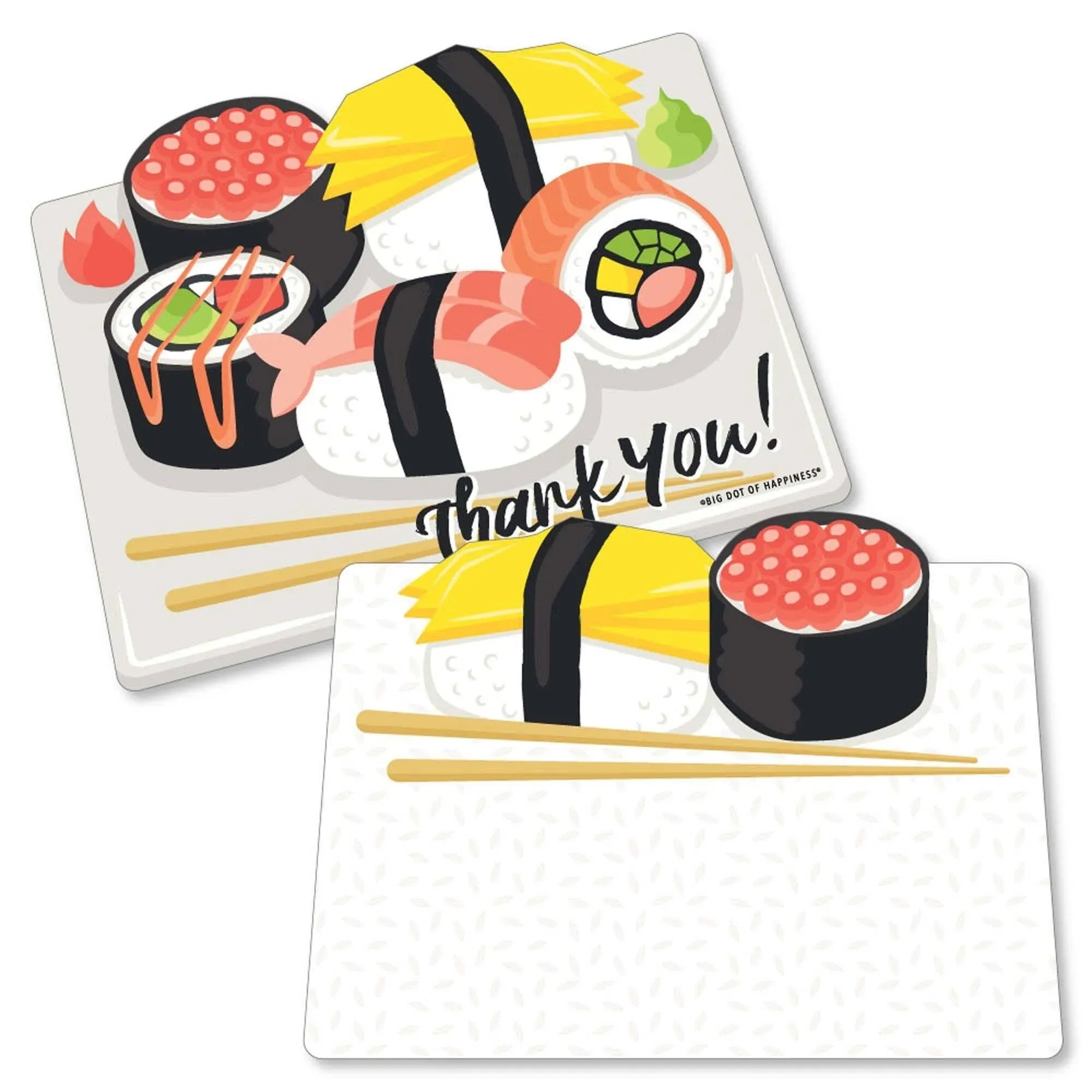 Big Dot of Happiness - Let's Roll - Sushi - Shaped Thank You Cards - Japanese ...