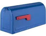 Architectural Mailboxes MB1 Post Mount Mailbox Blue with Red