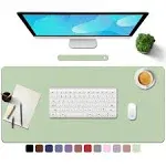 TOWWI PU Leather Desk Pad with Suede Base, Multi-Color Non-Slip Mouse Pad, 36” x 17” Waterproof Desk Writing Mat, Large Desk Blotter Protector(Light