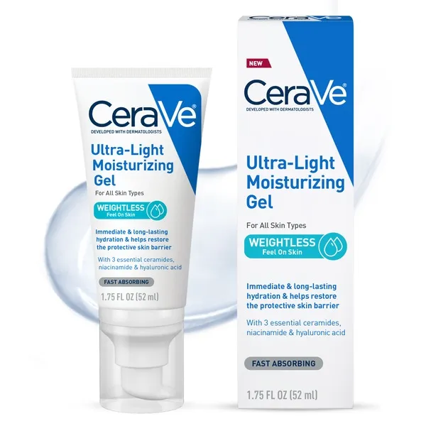 CeraVe Ultra-Light Moisturizing Facial Gel with Niacinamide and Hyaluronic Acid for All Skin Types, 1.75 oz