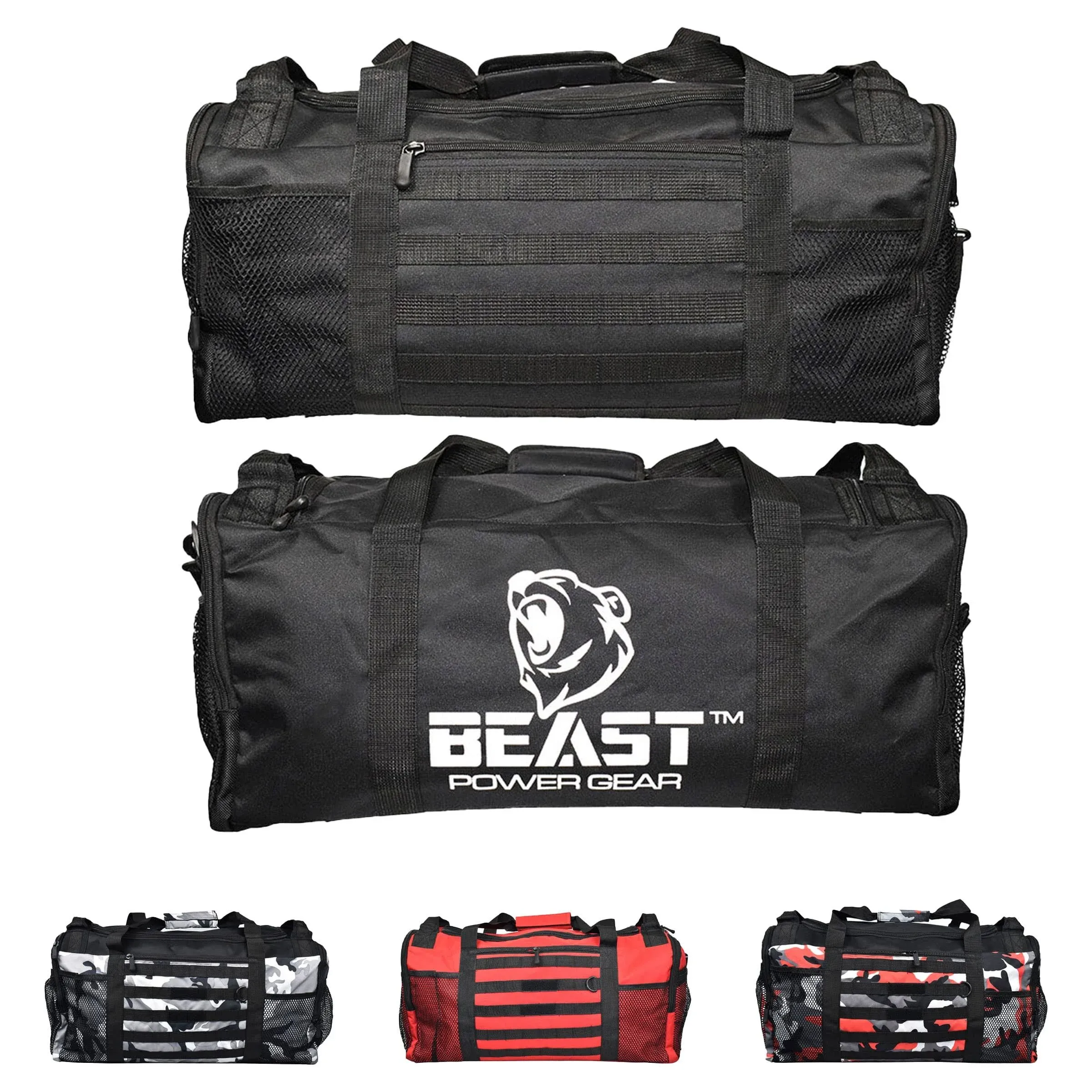 Beastpowergear Gym Duffle Bag- Workout, Boxing, MMA, Sports Bag with Shoes Compartment and Adjustable Shoulder Strap for Men and Women (Black)