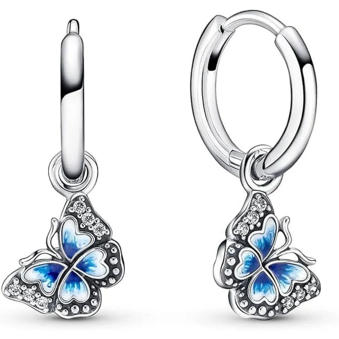 Pandora Blue Butterfly Hoop Earrings 290778C01