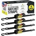 Retractable Ratchet Straps, 4-Pack (1 in. x 6 ft.) Black Ratchet Strap Bundles