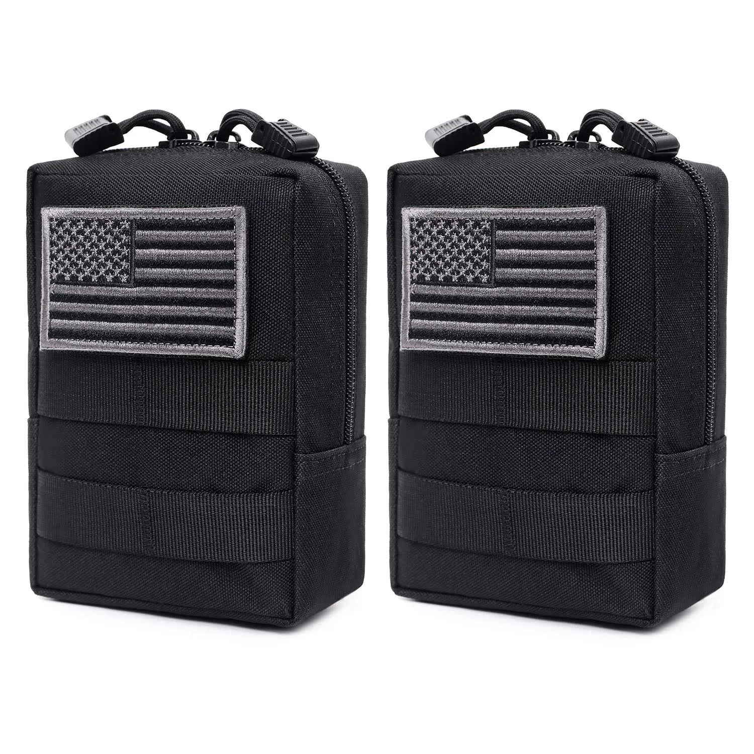 2 Pack Molle Pouches - Tactical Compact Water-Resistan<wbr/>t EDC Pouch Black