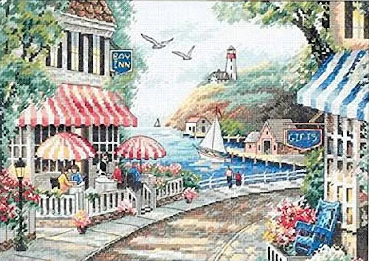 Cafe By The Sea Counted Cross Stitch Kit 14&#034;X10&#034; 14 Count