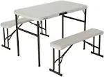 Lifetime Folding Picnic Table with Benches Almond