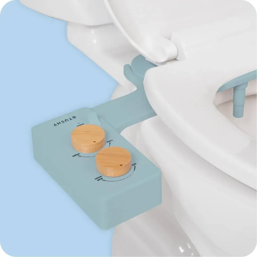 TUSHY 3.0 Spa Warm Water Bidet Attachment Blue/Bamboo