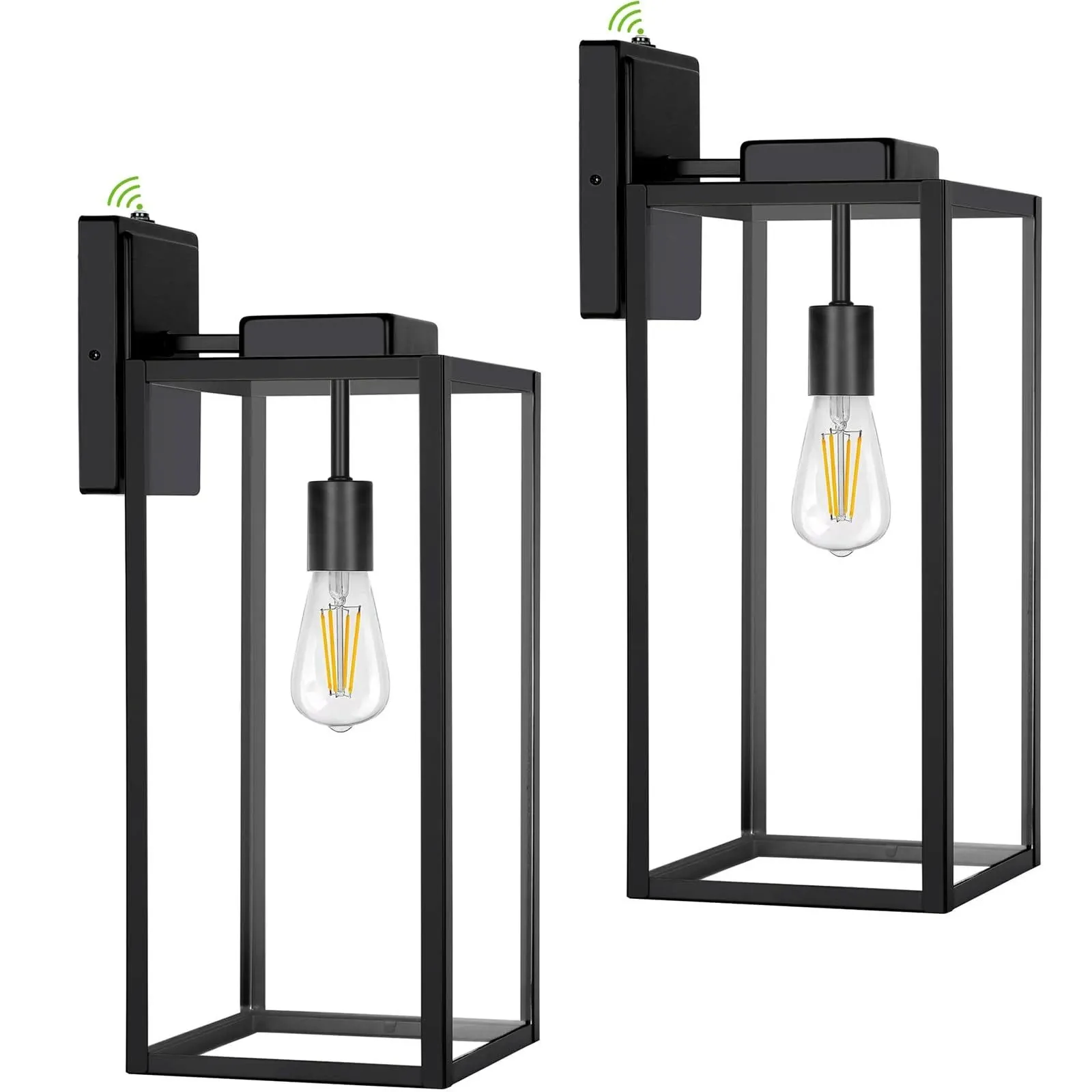 Extra Large Outdoor Wall Lantern, 20 Inch Outdoor Wall Lights, Dusk to Dawn Waterproof Exterior Wall Sconce Light Fixture, Porch Sconces with Glass Shade, Matte Black Wall Lamp with E26 Socket, 2 pack