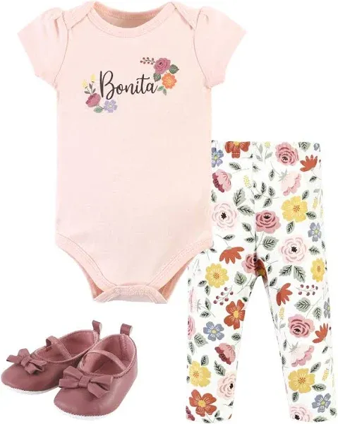 Hudson Baby Cotton Bodysuit, Pant and Shoe Set