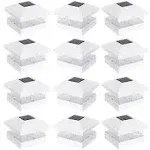 1-12Pack LED White 5&#034; X 5&#034; Solar Powered Post Deck Cap Square Fence Light Lamp