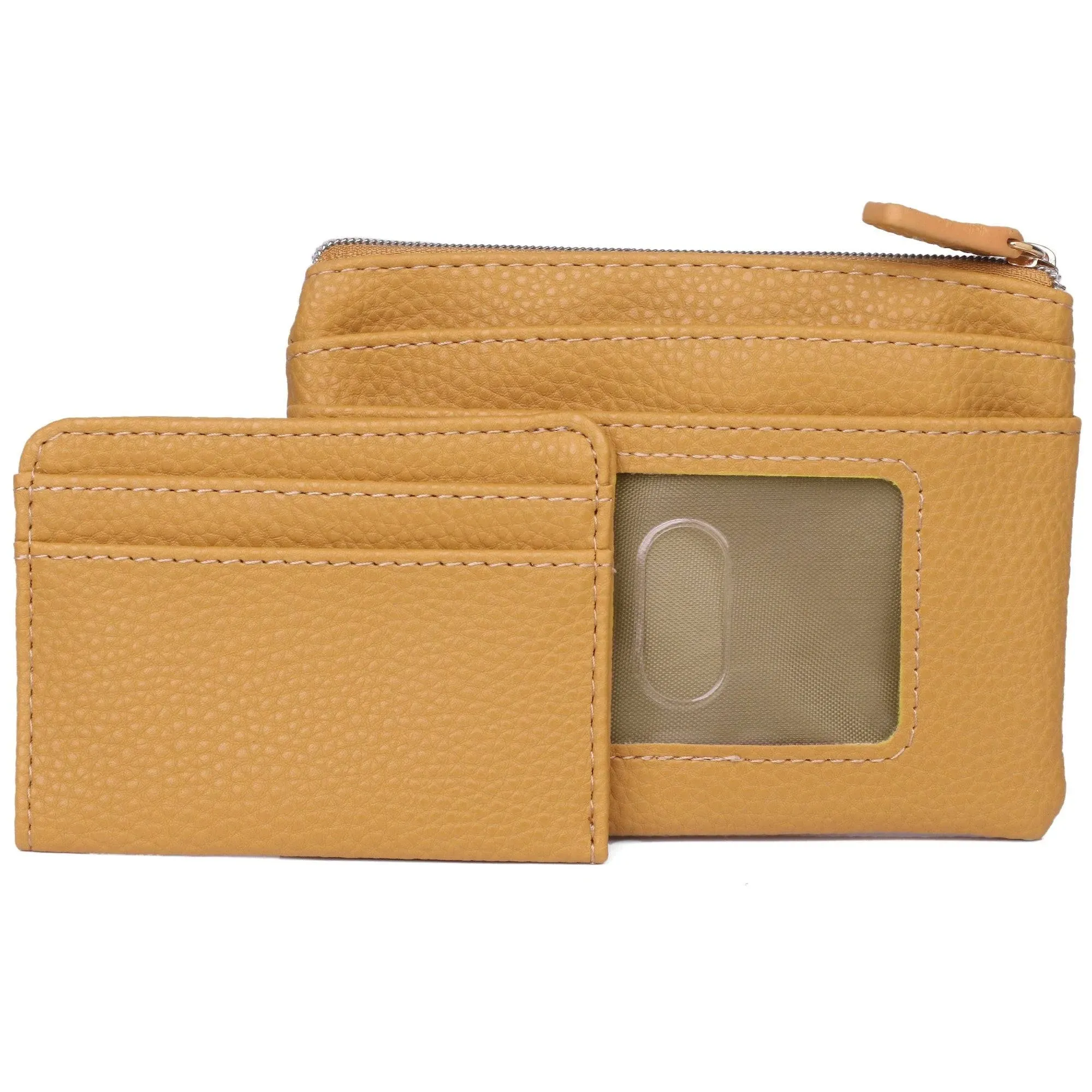 Julia Buxton Solid Pebble Faux Leather Large ID Coin Case, Yellow