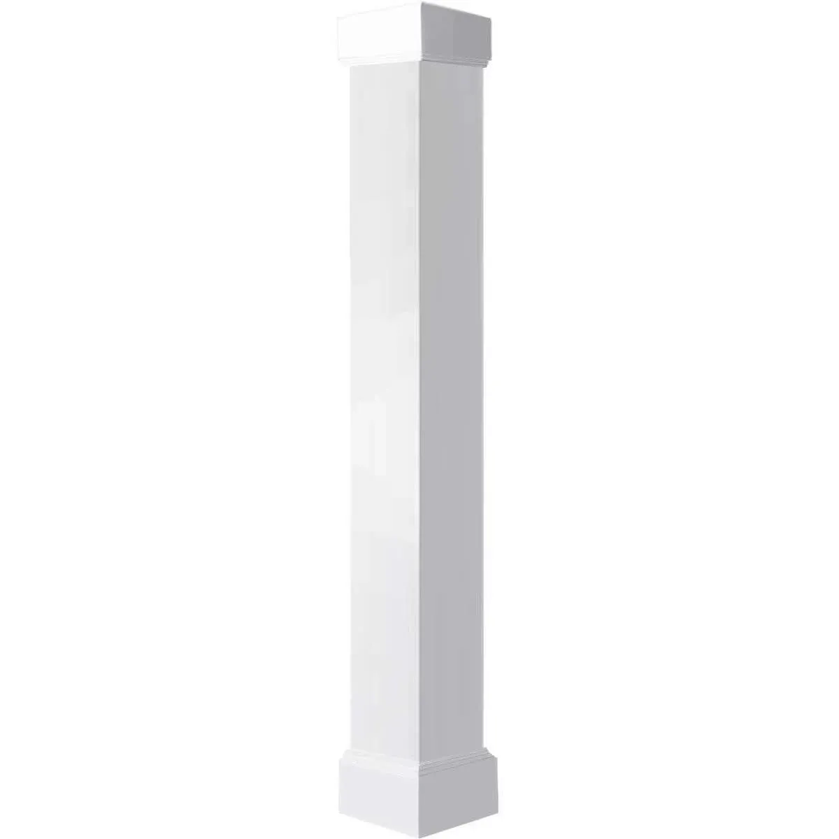 Ekena Millwork CC0804ENPMIMI 8"W x 4'H Premium Square Non-Tapered Smooth PVC Endura-Craft Column Wrap Kit, Mission Capital & Base