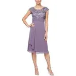 Alex Evenings Women's Short Sleeveless A-line Gown with Embroidered Empire Bodice, Cocktail Dress for Special Occasions