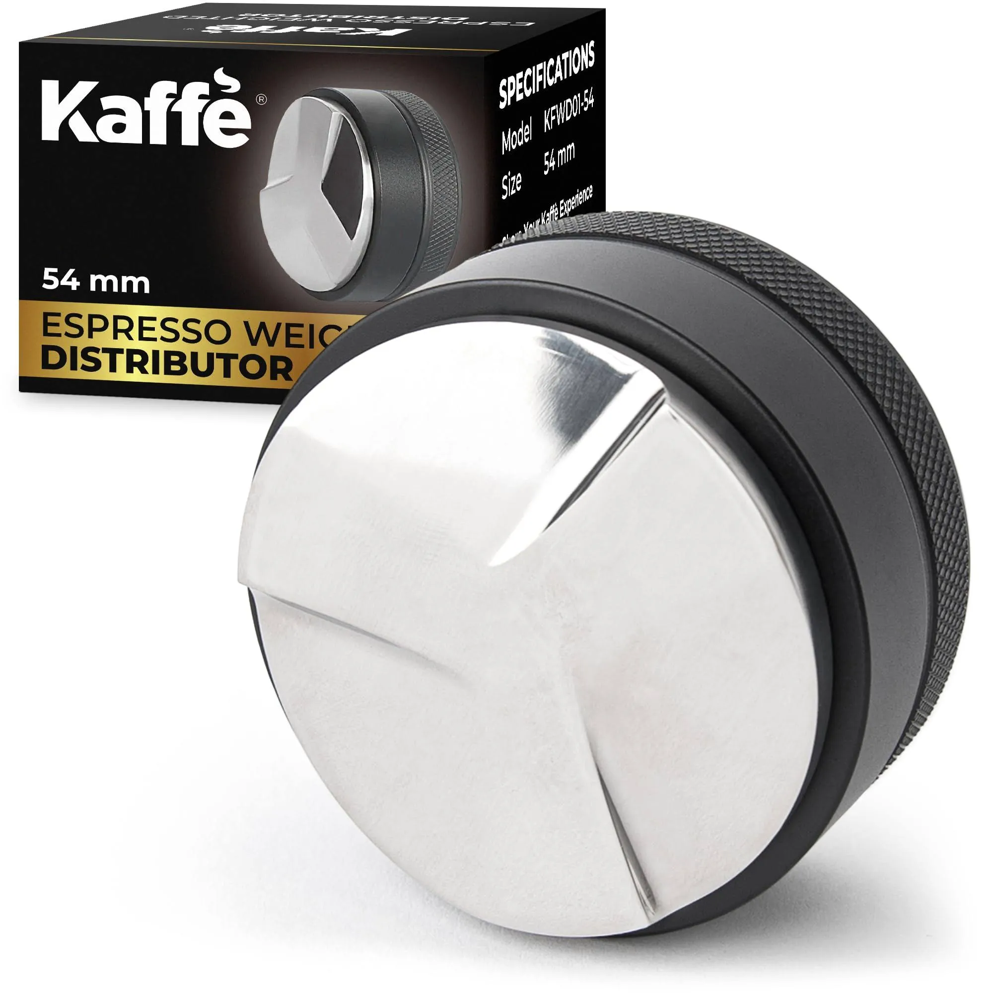 Kaffe 54mm Espresso Weighted Distributor: Metal Coffee & Espresso Accessories, Tamper, Black, Lifetime Warranty : Target