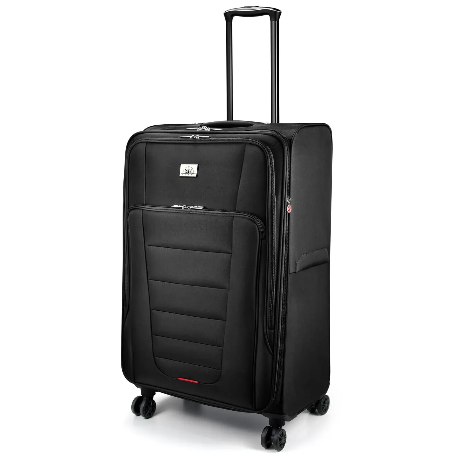 Verdi Softside Expandable 28 inch Luggage with Spinner Wheels Lightweight Large Suitcase (Black, Checked-Large 28-Inch)