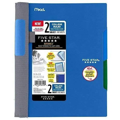 Five Star Advance Wirebound College Ruled Notebook 2 Subject - Five Star Notebooks