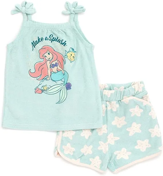 Disney Minnie Mouse Princess Ariel Girls Tank Top and Active Retro Dolphin Shorts Toddler to Big Kid