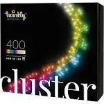 Twinkly Cluster App-Controlled LED Cluster Lights String with 400 RGB+W (16 Million Colors + Pure Warm White) LEDs. 19.7 Feet. Green Wire