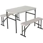 Lifetime Folding Picnic Table with Benches Almond