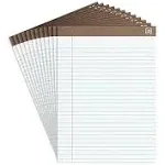 Staples Notepads, 8.5" x 11.75", Wide Ruled, White, 50 Sheets/Pad, Dozen Pads/Pack