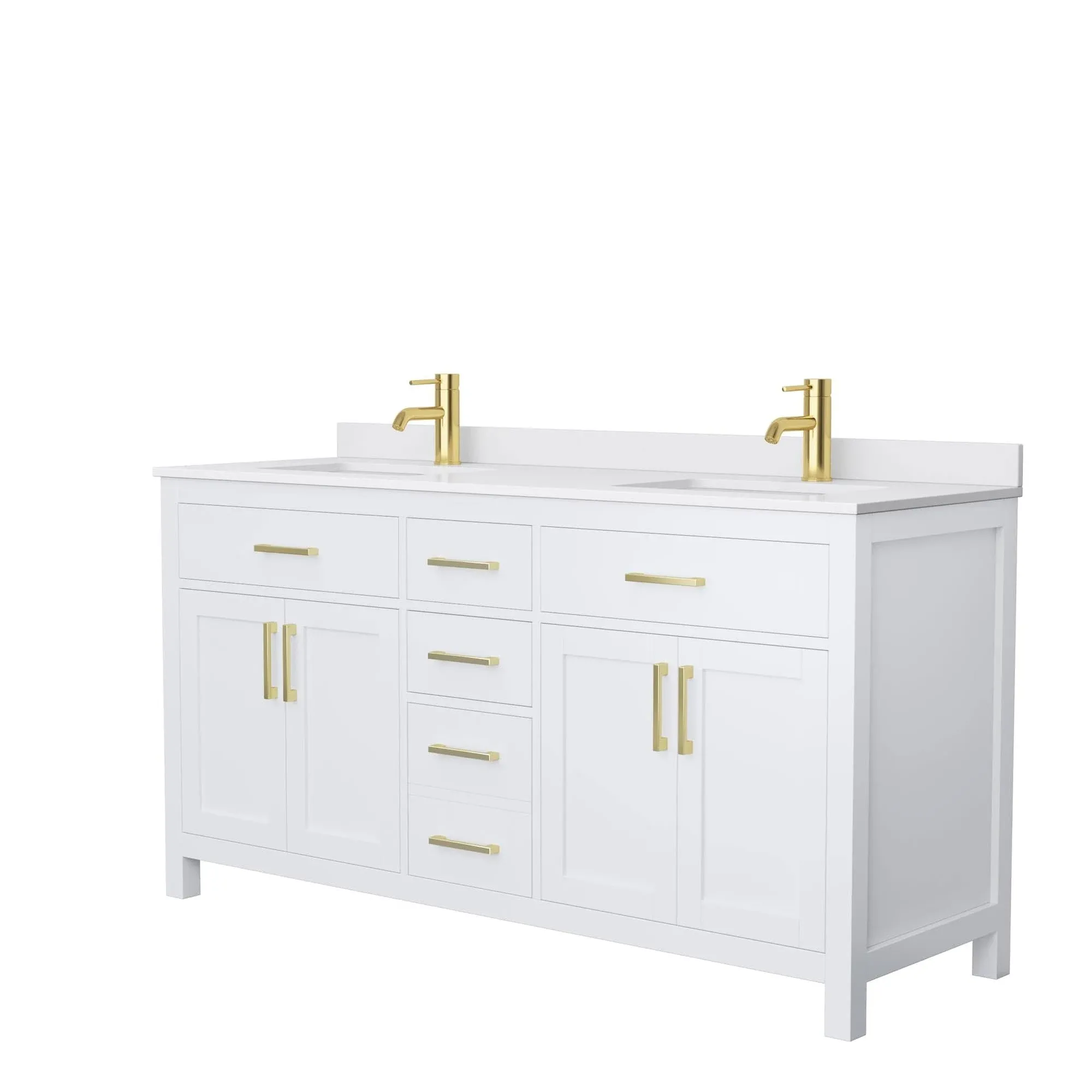 Wyndham Collection Beckett 66 inch Double Bathroom Vanity in White, White ...