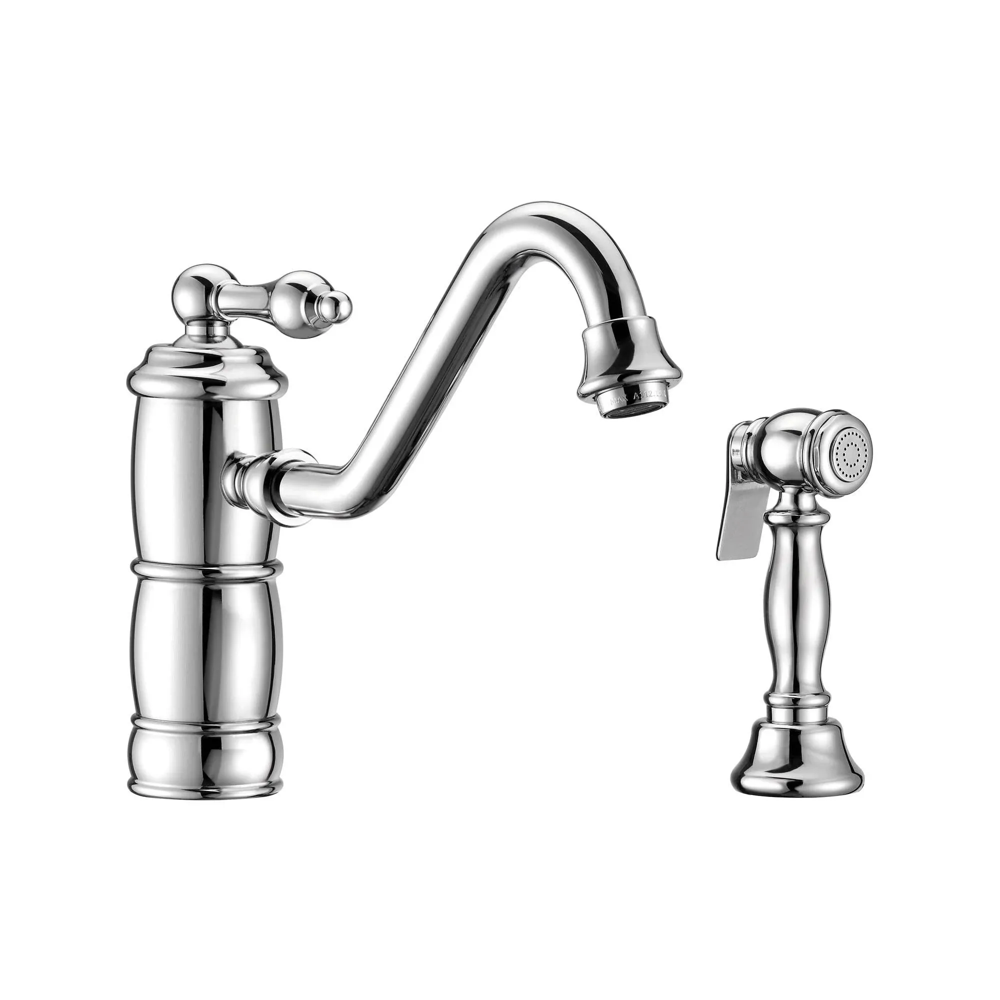 Whitehaus Vintage III Plus Single Lever Faucet with Traditional Swivel Spout and ...