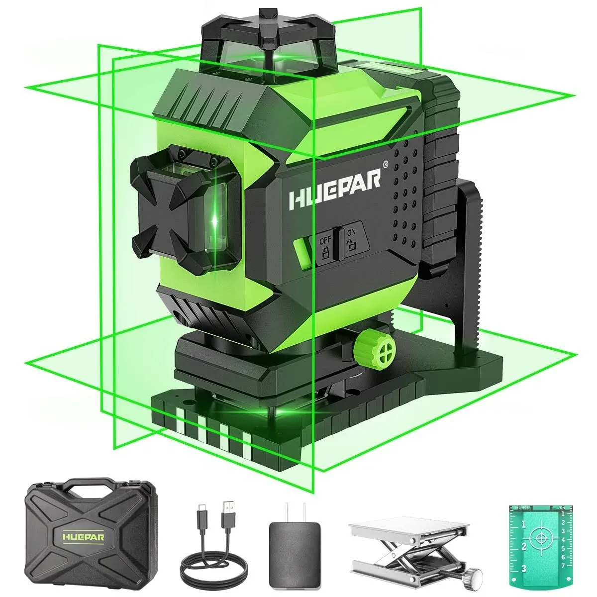 Huepar 197-ft Green Self-leveling Cross-line Laser Level 704CG