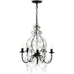 JONATHAN Y Lighting JYL9016A Maura 5 Light 17" Wide LED Crystal Chandelier - Black