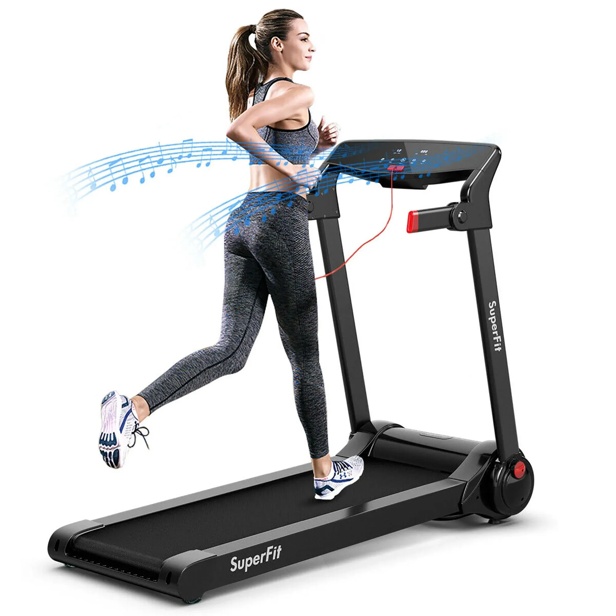 Folding Electric Treadmill 3.0HP Exercise Running Machine w/ App Control Red