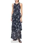 "Women's Tiered Chiffon Maxi Dress In Sky Capt,i"